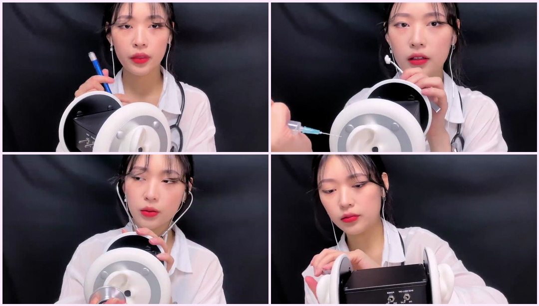 韩国 ASMR |耳朵检查|检查你的耳朵 | 3dio |温度计|听诊器 |温度计|听诊器|医生 rp 女护士Asmr ASMR视频