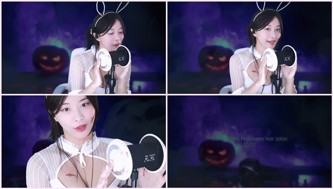 ASMR l HALLOWEEN Tingles Party（敲击、按摩、耳语）3DIO 兔女郎Asmr ASMR视频